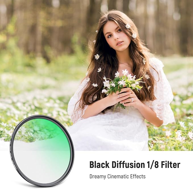 NEEWER 82mm Black Diffusion 1/8 Filter Soft Dreamy Cinematic Effect Filter - Image 2