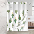 No Hook Shower Curtain Set with Snap in Fabric Liner for Bathroom,with See Through Top Window,Double Shower Curtain with Detachable Liner Replacement,Machine Washable,Cactus Pattern,71"x 74"
