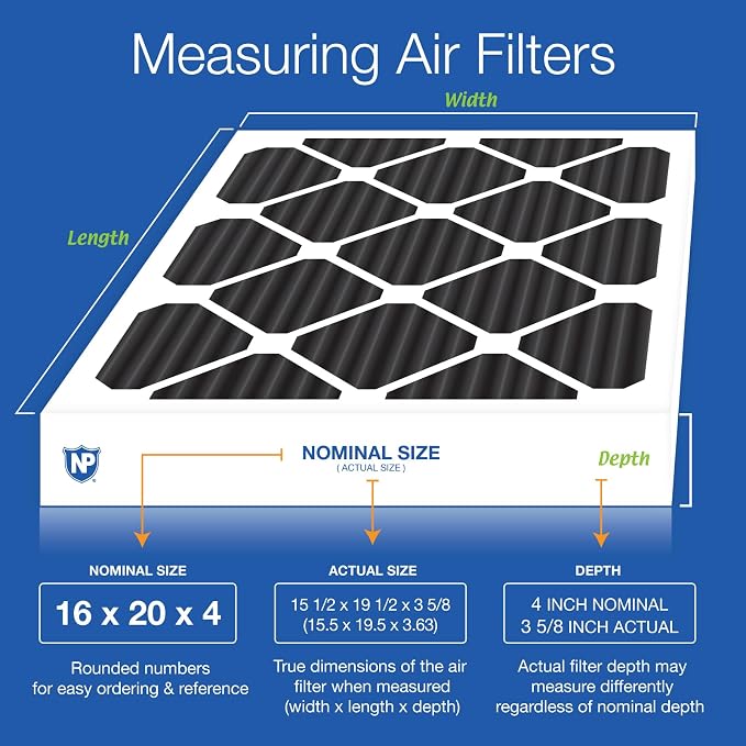 Nordic Pure 16x20x4 Pure Carbon Pleated Odor Reduction Merv 8 Furnace Filters 6 - Image 2