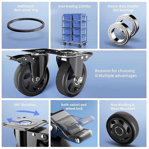 3 Inch Casters Set of 4 Heavy Duty, Caster Wheels - Image 6