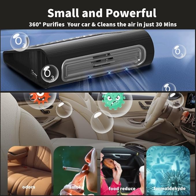 Solar Air Purifier for Car, 2-in-1 USB & Solar Charging, Ozone Ionizer - Image 4