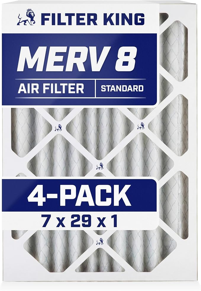Filter King 7x29x1 Air Filter | 4-PACK | MERV 8 HVAC Pleated A/C Furnace by FilterKing