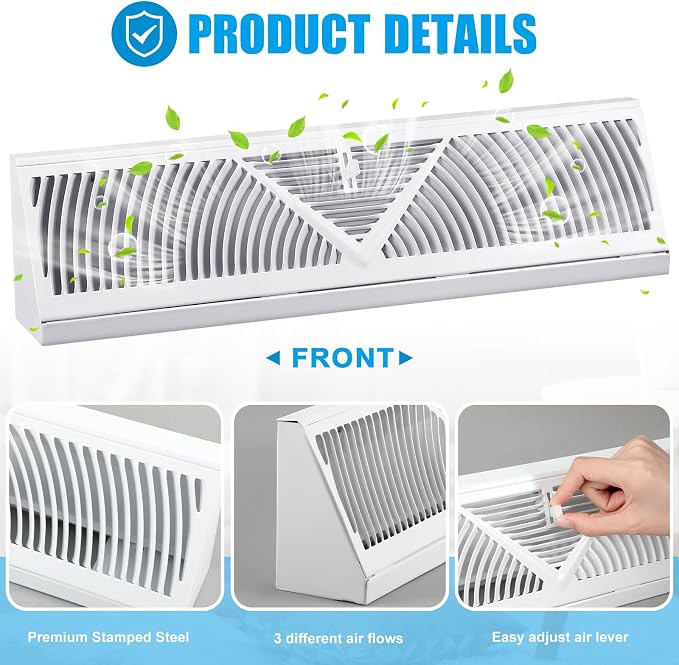 Yaocom 10 Pack Baseboard Register Vent 24 Inch Duct Opening Size Vent Covers - Image 3