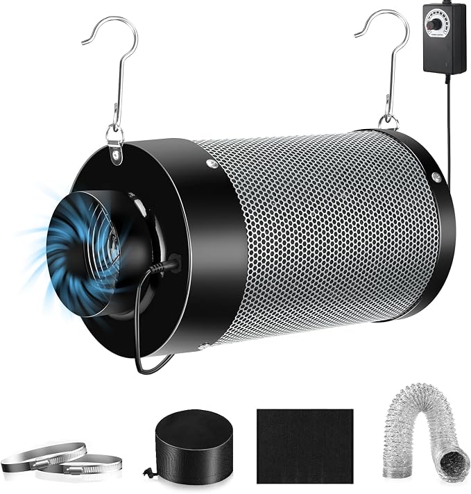 ATOUR 4'' Air Filtration Kit – 12-Speed Control, Quiet 14cm Fan & Carbon by Unknown