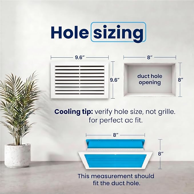 8x8 Aluminum HVAC Vent Cover Register Wall Ceiling 1-Way Air Flow Quiet Damper - Image 3