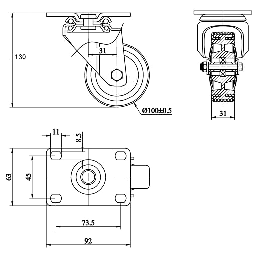 Finnhomy 4” Inch Swivel Casters Wheels Set of 4 Plate Casters Heavy Duty - Image 7