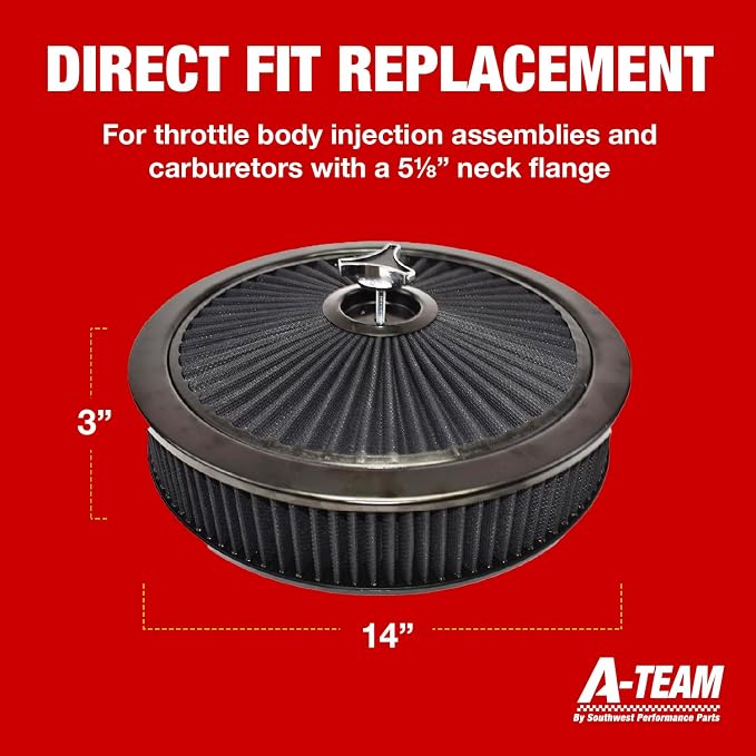 A-Team Performance High Flow Throttle Body Air Intake Filter - 14 in x 3 in - Image 4