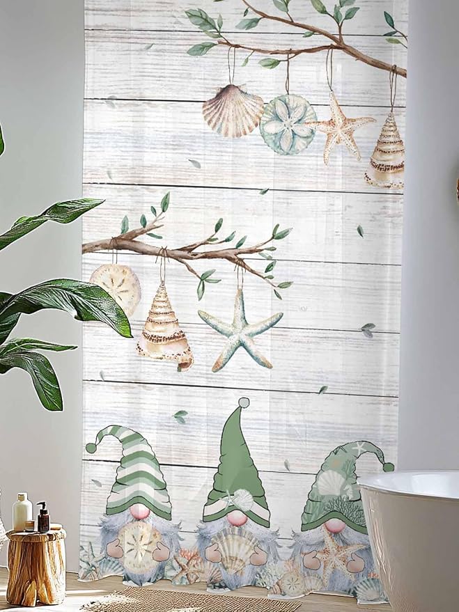 Sheer Curtains 96 Inches Long, Sage Green Gnomes Semi Sheer Curtains Light - Image 4