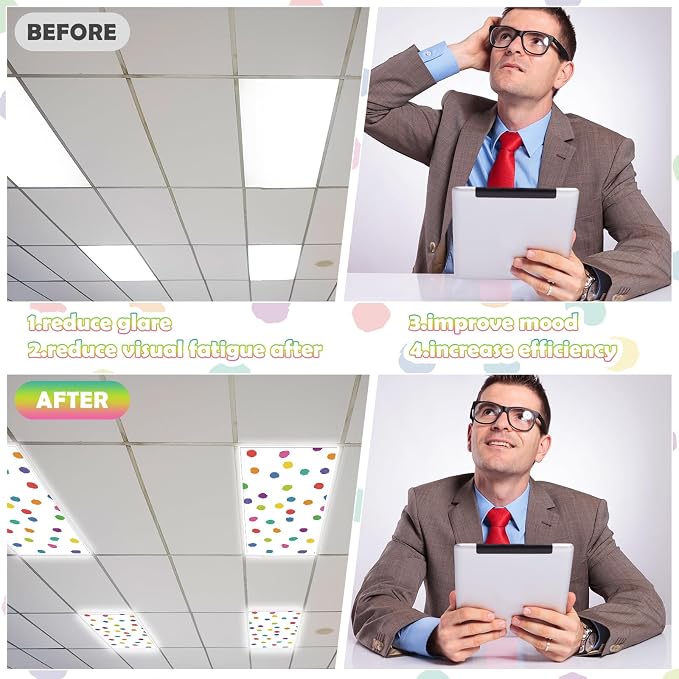 6Pcs Classroom Light Covers for Fluorescent Lights, Magnetic 2x4 FT Ceiling - Image 5