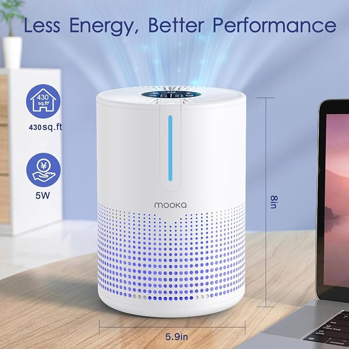 Air Purifiers for Bedroom Home 430 Sq.Ft, MOOKA H13 HEPA Filter Small Portable - Image 6