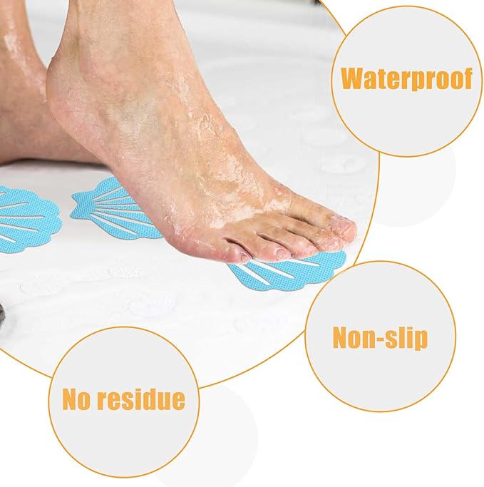 30 Pcs Bathtub Stickers Non Slip, Shell Shaped Tubs Safety Shower Treads, Adhesive Sticker for Bathroom Bathtub, Shower Floor,Blue (Blue and Pink)
