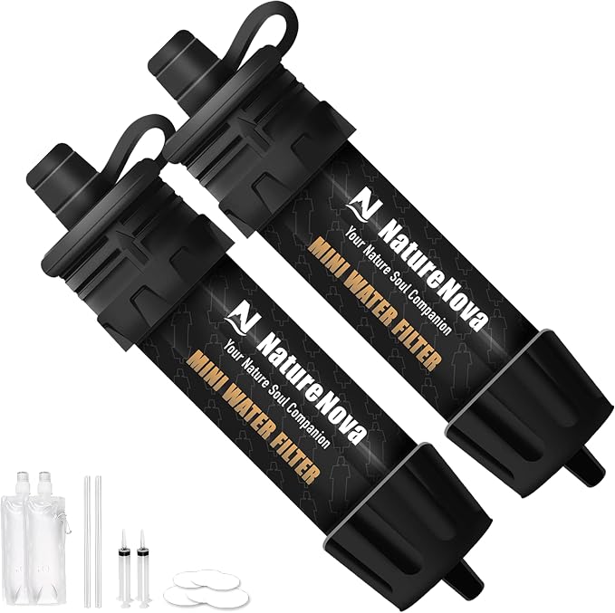 Mini Water Filter NatureNova Portable Emergency Water Filtration System Hiking by NatureNovaProducts