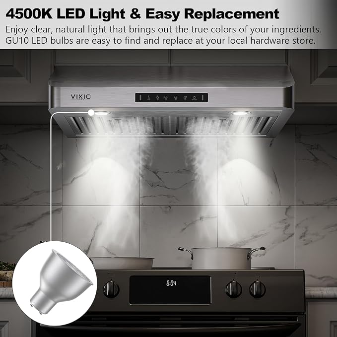 30 Inch Under Cabinet Range Hood, 980CFM Fast Venting Ducted, Kitchen Hood - Image 5
