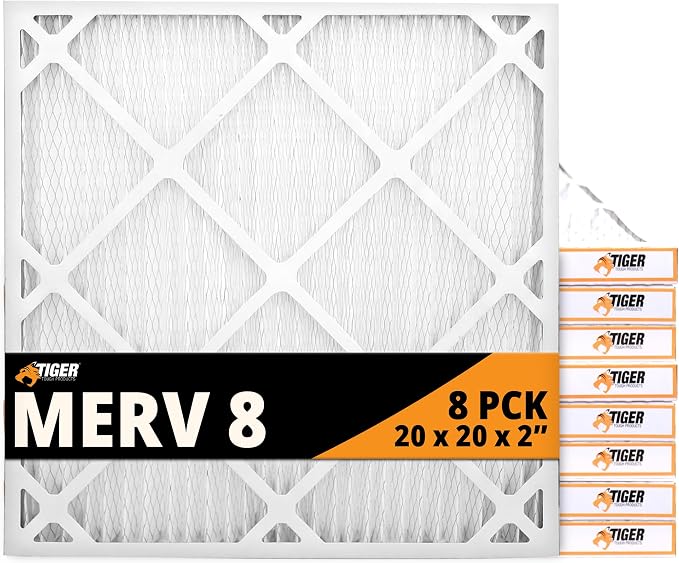 Tiger Tough 20x20x2 Air Filter MERV 8 MPR 600-800, High-Performance Pleated by TIGERTOUGHPRODUCTS