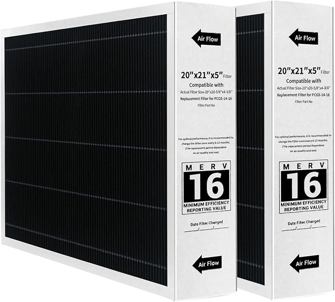 2 Pack Y6604 20x26x5 Air Filter MERV 16, Replacement by Unknown