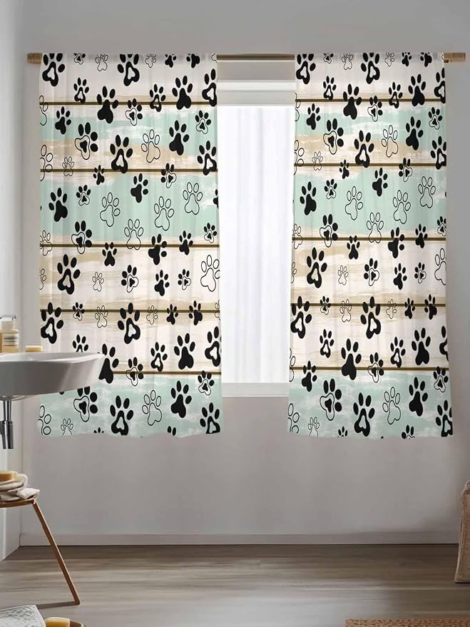 Sheer Curtains 72 Inches Long, Sage Green Beige Farmhouse Semi Sheer Curtains - Image 5