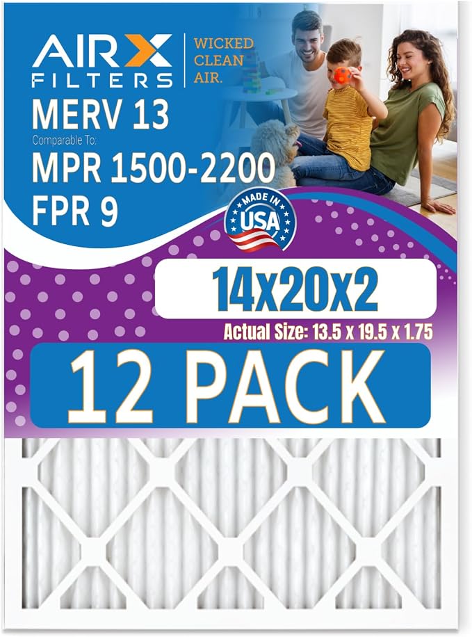 14x20x2 Air Filter MERV 13 comparable to MPR 1500-2200 & FPR 9 by AIRXFILTERSWICKEDCLEANAIR