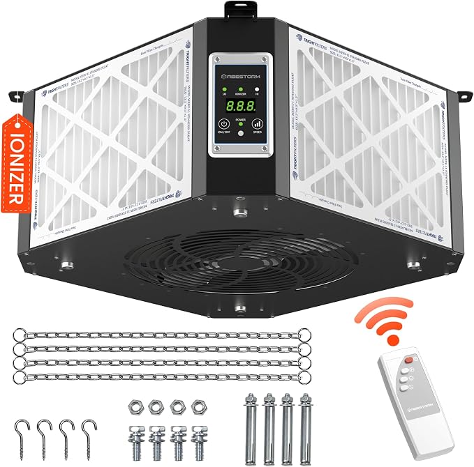 ABESTORM Air Filtration System Woodworking Built-in Ionizer, 1350CFM Hanging by AbestormSolutionsINC