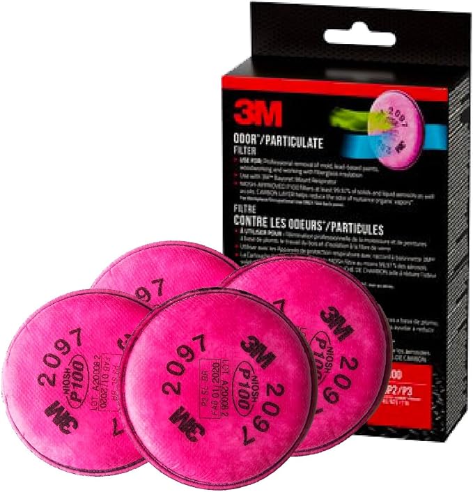 3M Performance P100 Particulate + Odor Filters, 2 pairs, NIOSH-APPROVED P100 by 3MSafety