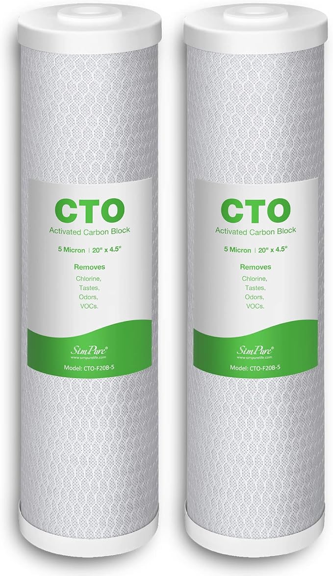 SimPure Whole House Water Filter Cartridges 5 Micron 20" x 4.5" CTO Activated by SimPure_Water