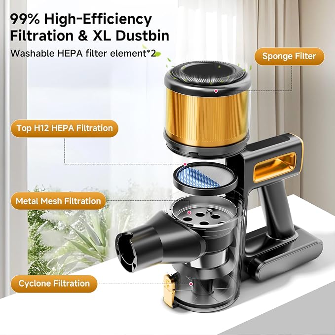 Cordless Vacuum Cleaner, 8 in 1 40Kpa 55Mins, Lightweight Vacuum Cleaners - Image 3