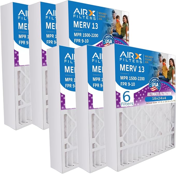 AIRX FILTERS WICKED CLEAN AIR. 18x24x4 Air Filter MERV 13 Electrostatic Pleated by AIRXFILTERSWICKEDCLEANAIR