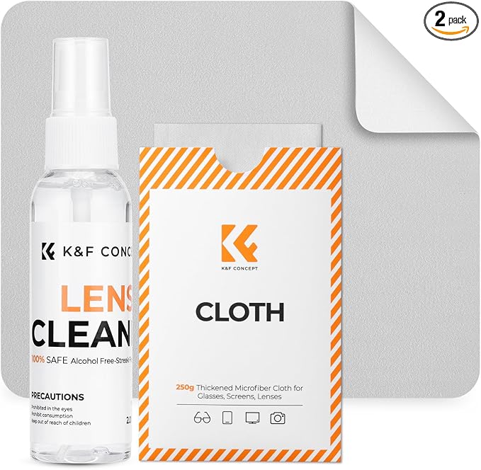 K&F CONCEPT Lens Cleaner Spray Kit | 60ML Glasses Cleaner x1 + Microfiber by KFCONCEPT