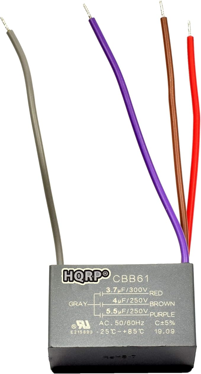 HQRP 2-Pack Ceiling Fan Capacitor CBB61 3.7uf+4uf+5.5uf 4-Wire - Image 3