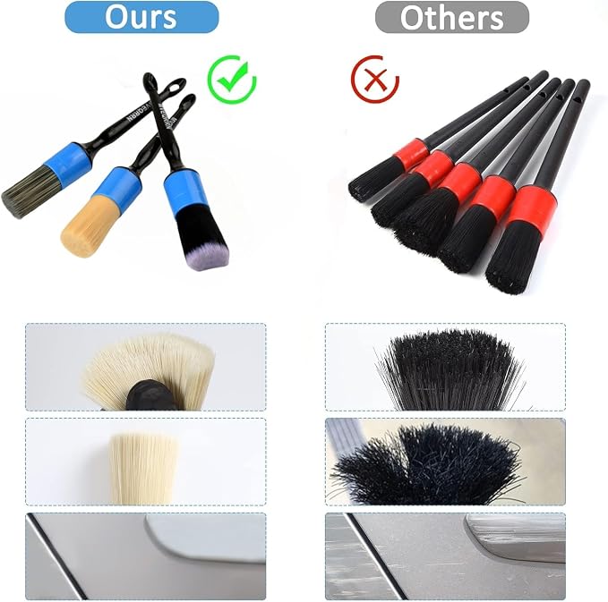 3pcs Car Detailing Brush Set-1pcs Boars Hair Car Detailing Brushes, Leather - Image 6