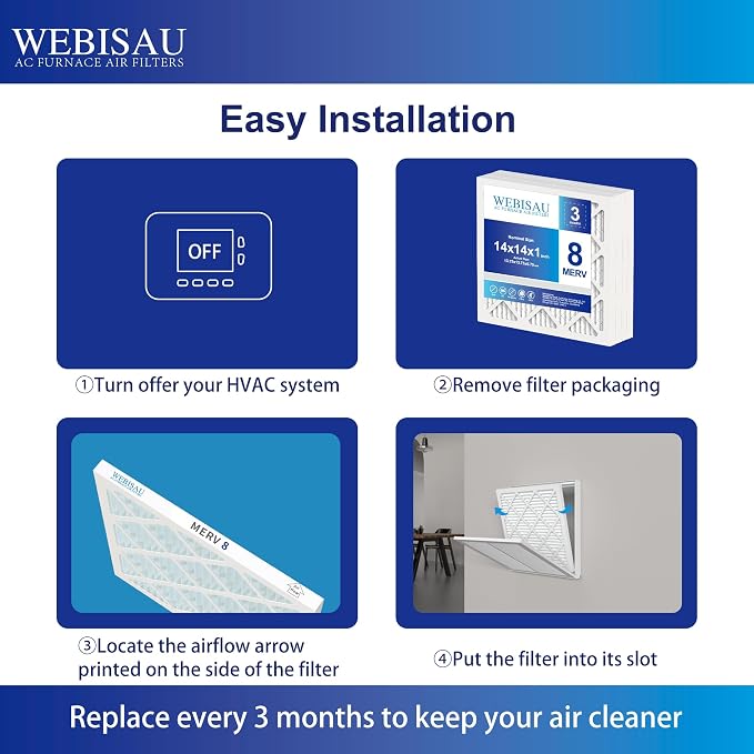 14x14x1 Air Filter MERV 8 MPR 600 4Pack Furnace Filters Pleated HVAC AC Furnace - Image 7