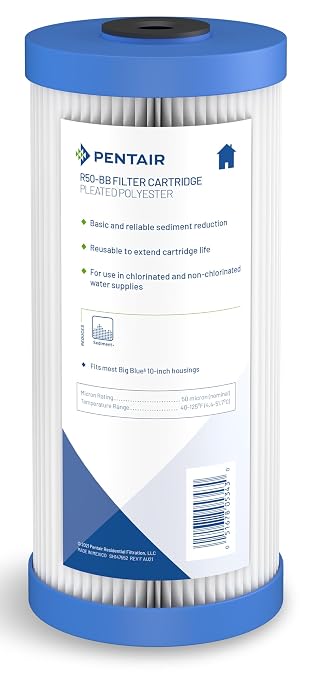 Pentair Pentek R50-BB Big Blue Sediment Water Filter, Whole House Pleated by PENTAIRPENTEK