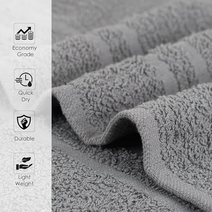 Salon Towels – 50 Pack Grey Hand Towels 100% Cotton Spa Towels – 16x27 inches Highly Absorbable Facial Towels Gym Towels Hair Towels and Face Towels Bulk Small Towels (Not Bleach Proof)