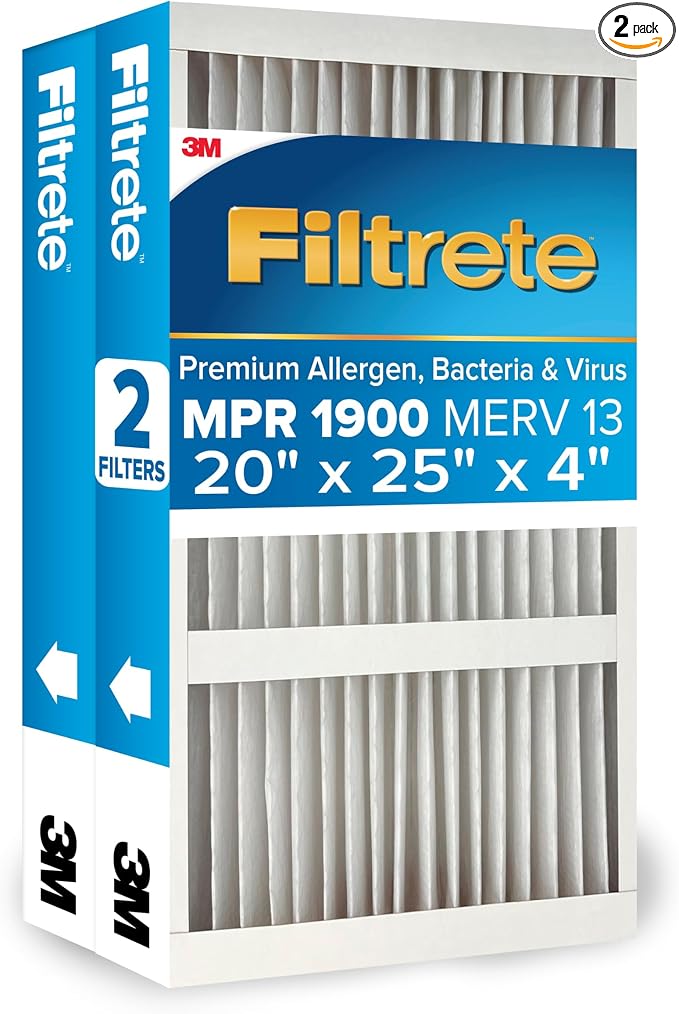 Filtrete 20x25x4 AC Furnace Air Filter, MERV 13, MPR 1900, Premium Allergen by Filtrete