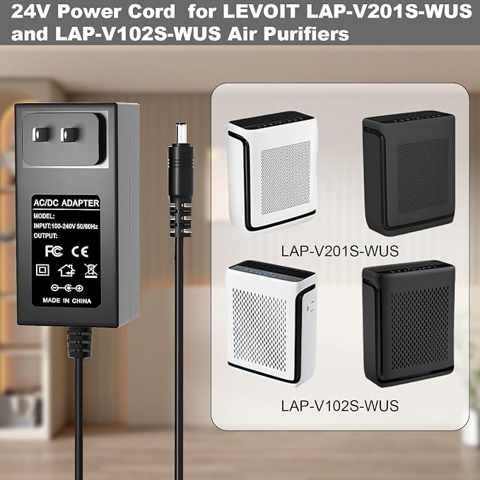 24V Power Cord for LEVOIT Air Purifiers Compatible - Image 2