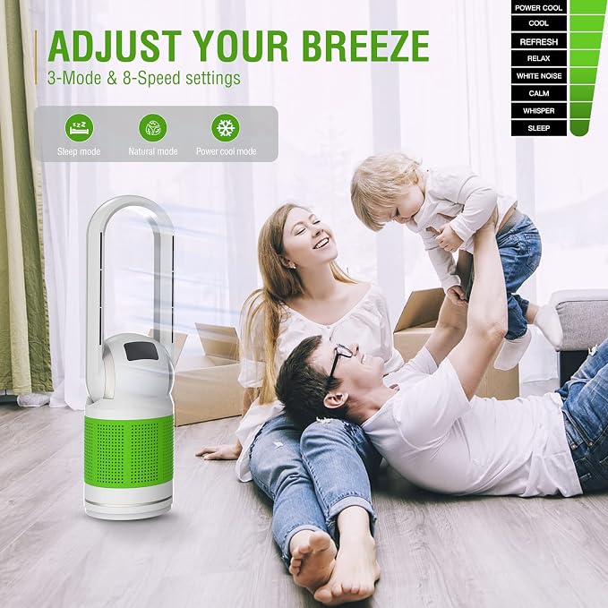Mitcent Bladeless Tower Fan and Air Purifier in One 32-Inch, HEPA-filter - Image 4