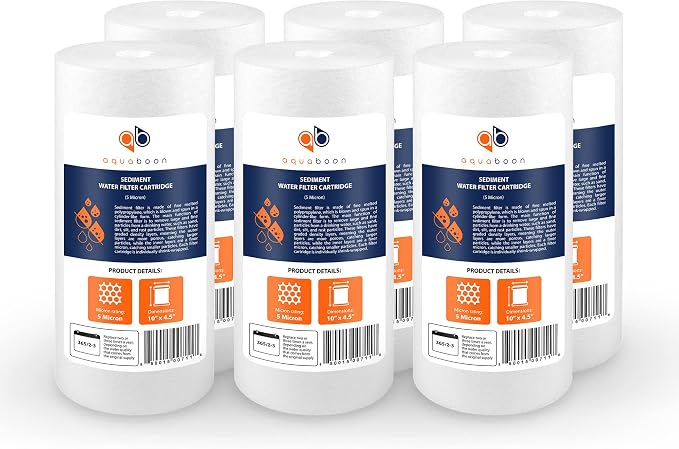Aquaboon 5 Micron 10 x 4.5 Well Water Sediment Filter Replacement Whole House by Aquaboon