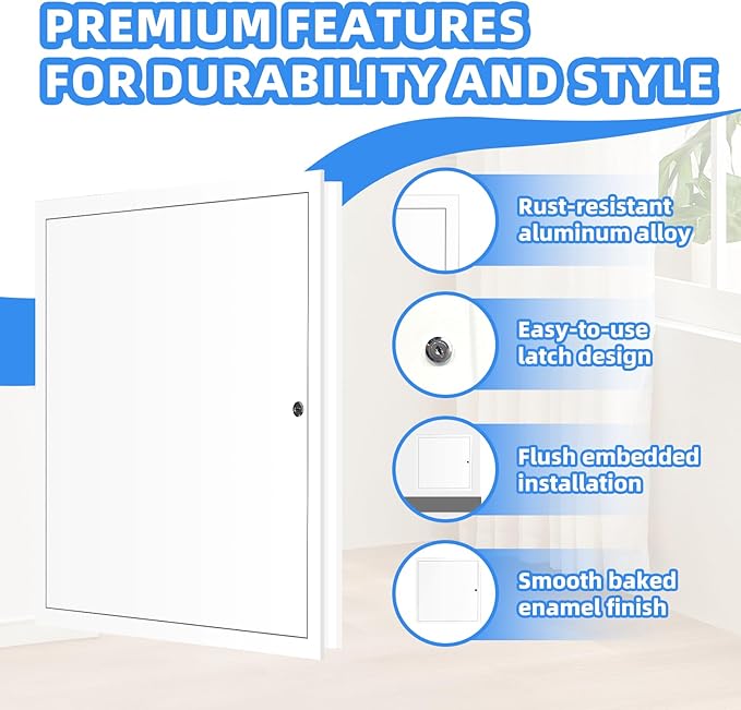 12" x 12" Metal Access Panel, 1MM Thickened Access Panel for Drywall, Aluminum Access Panel for Walls and Ceilings, Rust-Resistant and Easy-to-Install Drywall Access Panel