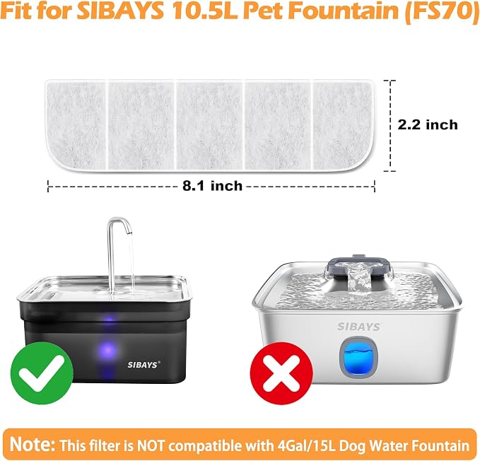 SIBAYS 8 Pack Dog Water Fountain Filters Replacement - Image 2