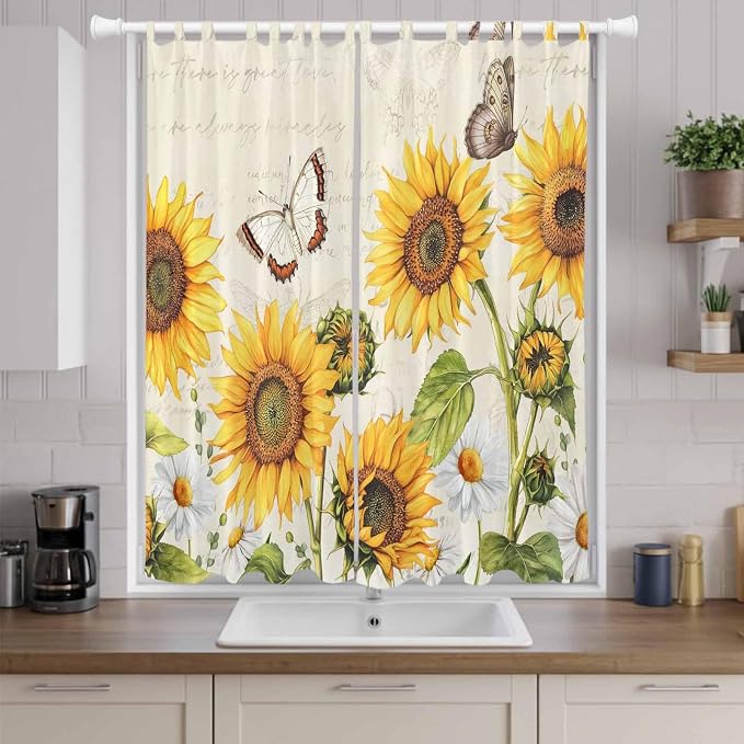 Farm Sunflowers Living Room Curtains 84 Inch Length, Window Curtains Tab Top - Image 9