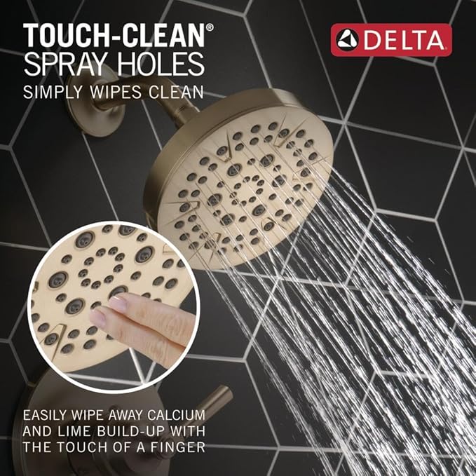 Delta Faucet Saylor 14 Series Gold Tub and Shower Faucet Combo, Bathtub and Shower Trim System, Shower Trim Kit, Bathtub Faucet Set, Shower Tub Faucet, Champagne Bronze T14435-CZ (Valve Not Included)