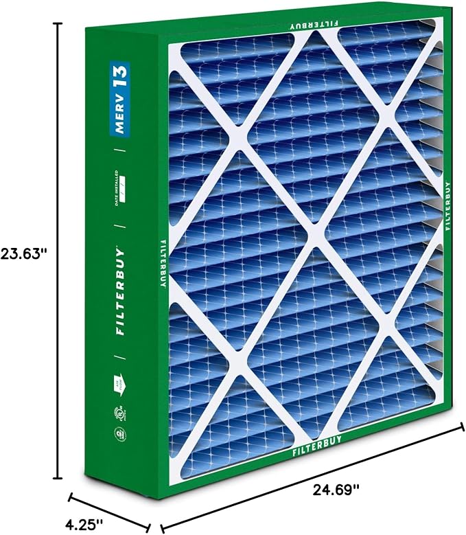 Filterbuy 24x25x5 Air Filter MERV 13 Optimal Smoke & Allergy Defense, - Image 10
