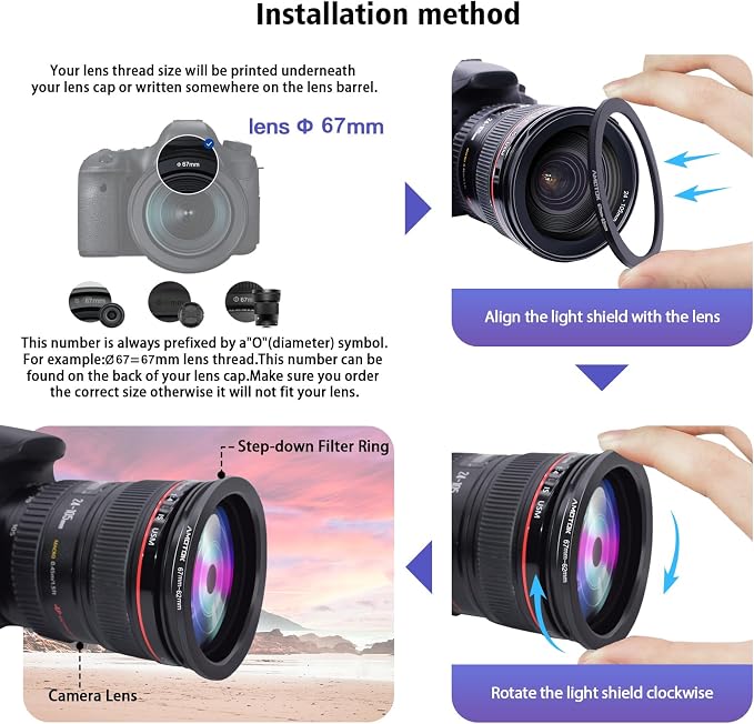 67mm Lens to 62mm Camera Lens Adapter, 67mm-62mm Filter Step-Down Ring - Image 5