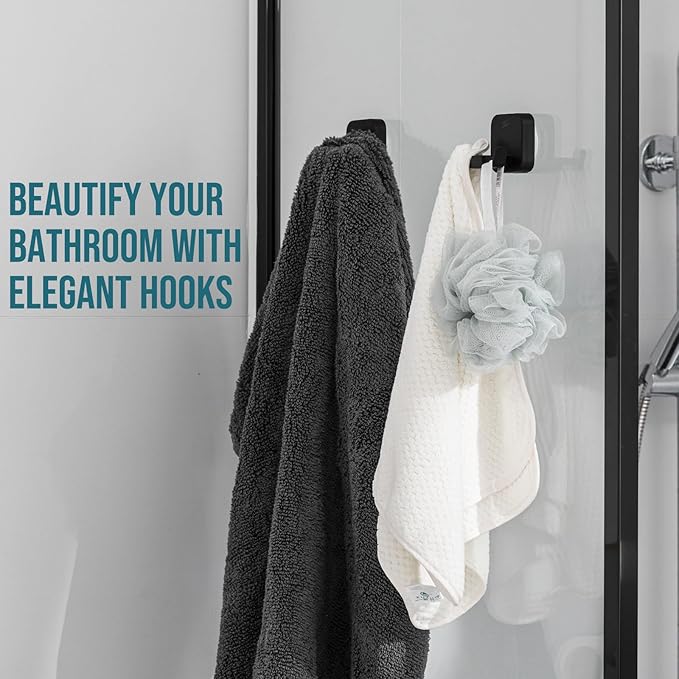 TAILI Patented Strong Suction Cup Hook, Thickened 304 Stainless Steel Bathroom Suction Holder for Towel, Loofah, Bathrobe, Damage-Free Hanging Shower Wall Hook, Double-Hook Widening Design, Silver