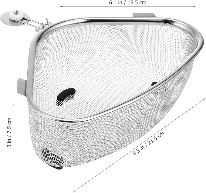 Hemoton Triangle Corner Sink Strainer Basket 8.46X6.10X2.95In Kitchen Drain - Image 2