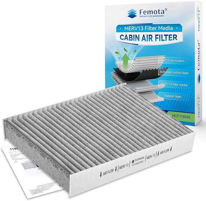 Certifed MERV 13 Cabin Air Filter by Femota