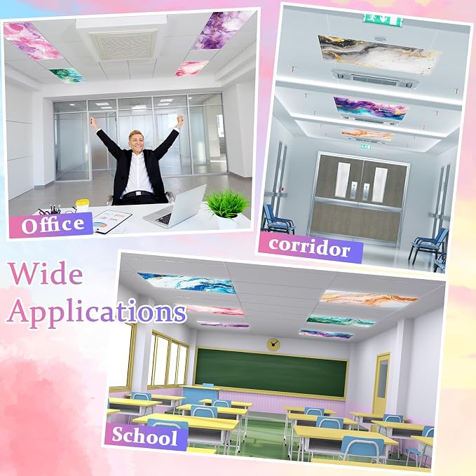 8 Pcs Fluorescent Light Covers for Classroom Ceiling Fixtures 4x2 Ft Magnetic - Image 5