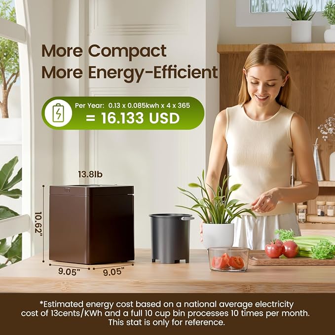 TOPZEE Electric Composter:3L Kitchen Compost Bin Countertop Indoor Odorless - Image 2