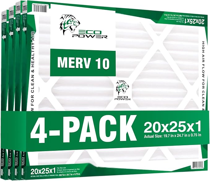 20x25x1 ECO POWER Air Filter MERV 10, Pleated HVAC AC Furnace Air Filters by Unknown