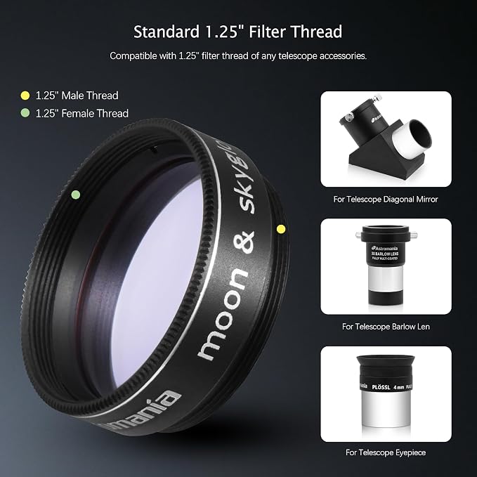 Astromania Telescope Moon Filter 1.25 Inch, Moon Skyglow Filter Reduces Moon - Image 4