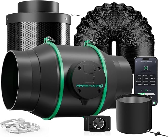 MARS HYDRO iFresh 6'' Inline Duct Fan Combo, Quiet Grow Tent Ventilation System by MARSHYDRO